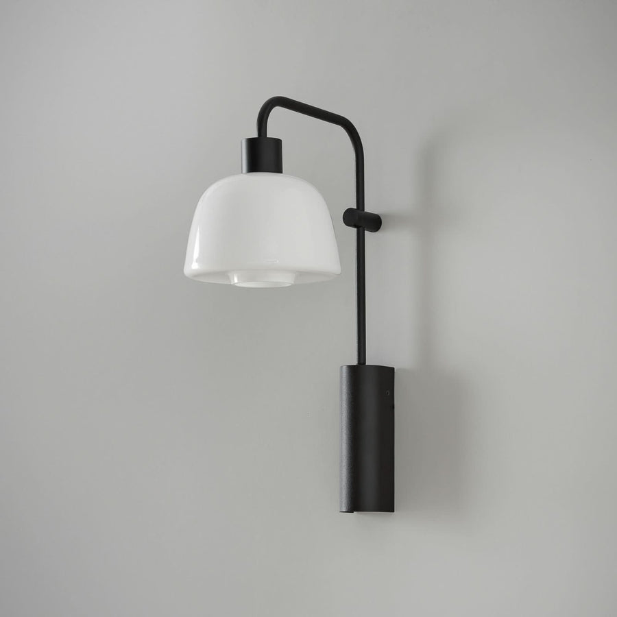 Applique murale LED Drep A/04 en verre, noir et blanc, hauteur 40,1 cm