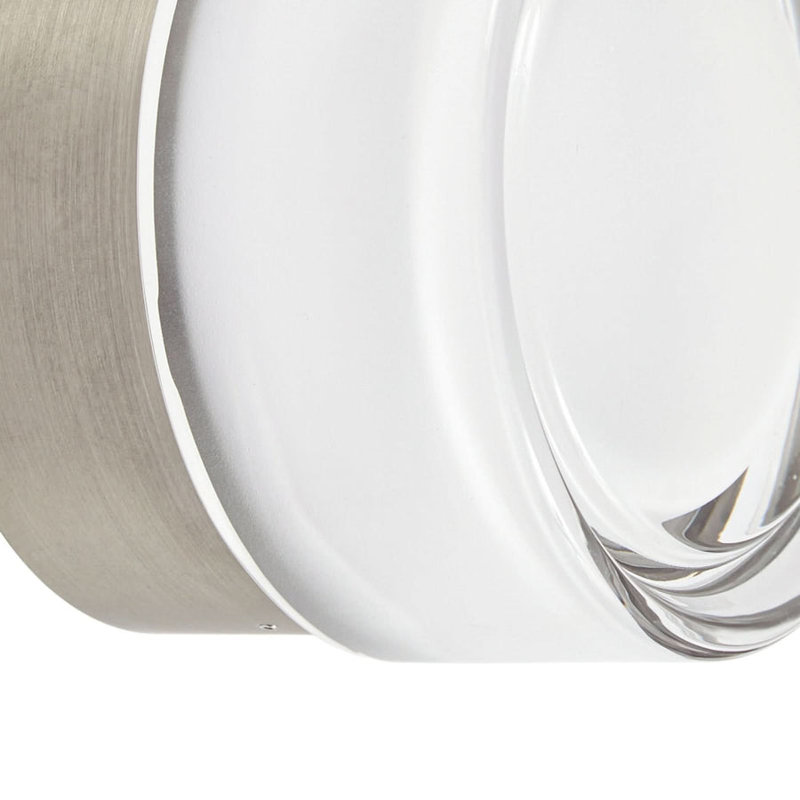 Applique murale LED Somber en verre, nickel et transparent, Ø 12,5 cm, IP44