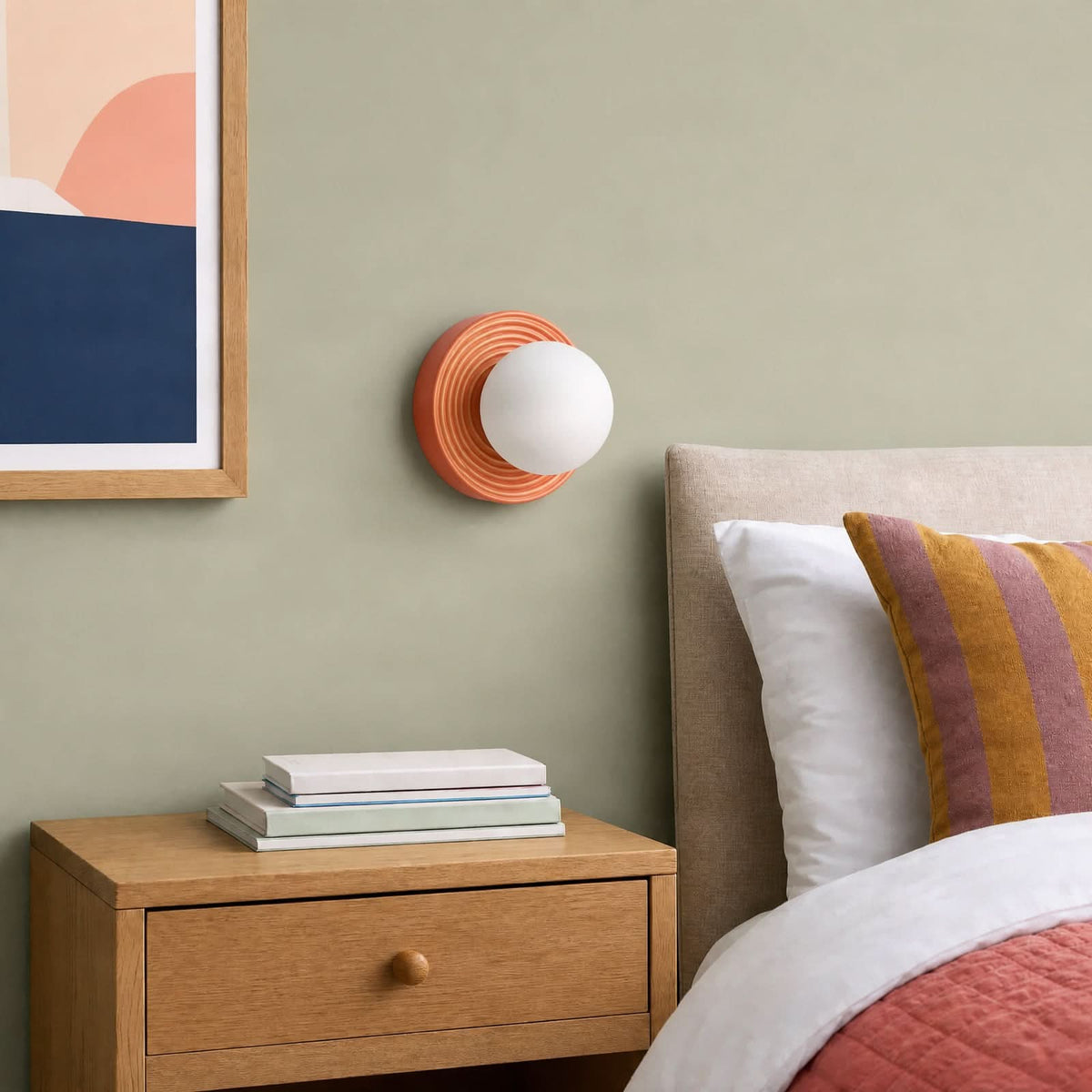 Applique murale Harriet en verre, orange et blanc, Ø 22 cm