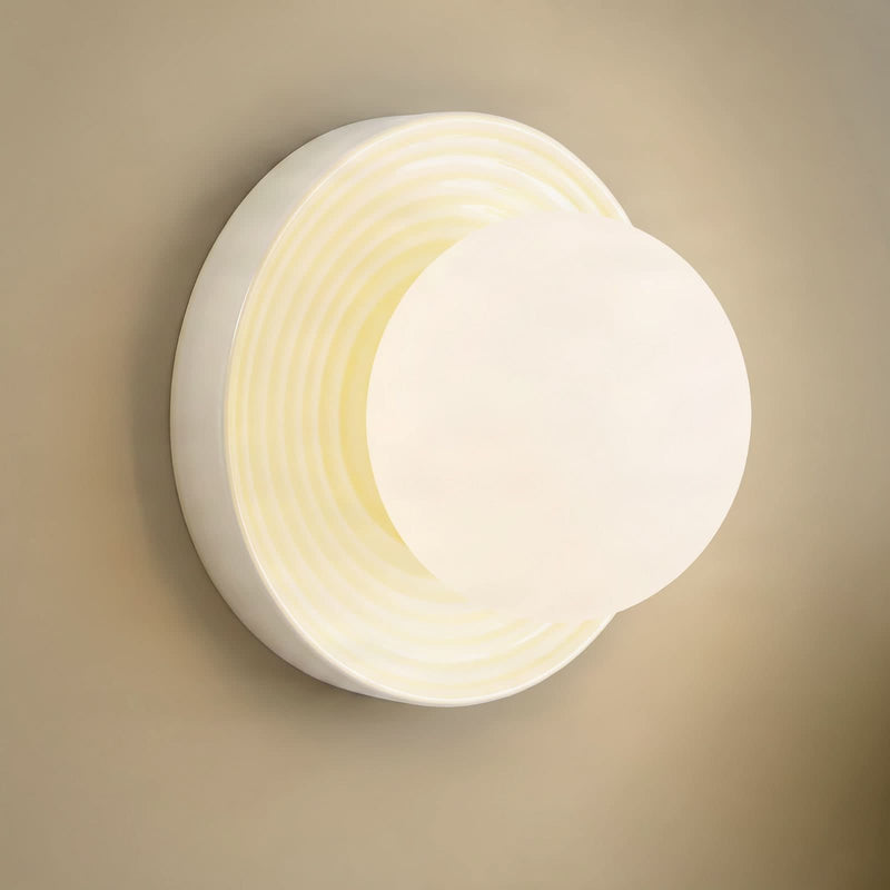Applique murale Harriet en verre, beige et blanc, Ø 22 cm