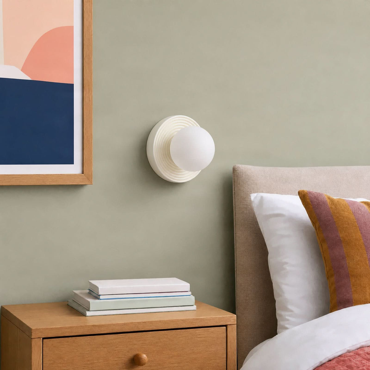 Applique murale Harriet en verre, beige et blanc, Ø 22 cm