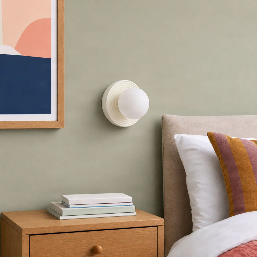 Applique murale Harriet en verre, beige et blanc, Ø 22 cm