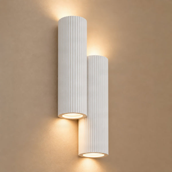 Applique murale Piper en plâtre, blanc, 4 lumières, hauteur 32 cm