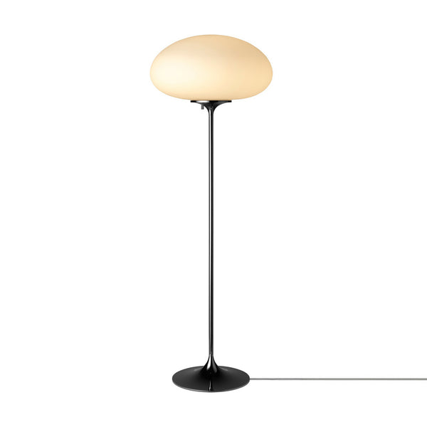 Lampadaire Stemlite en verre, noir chromé et blanc, hauteur 110 cm