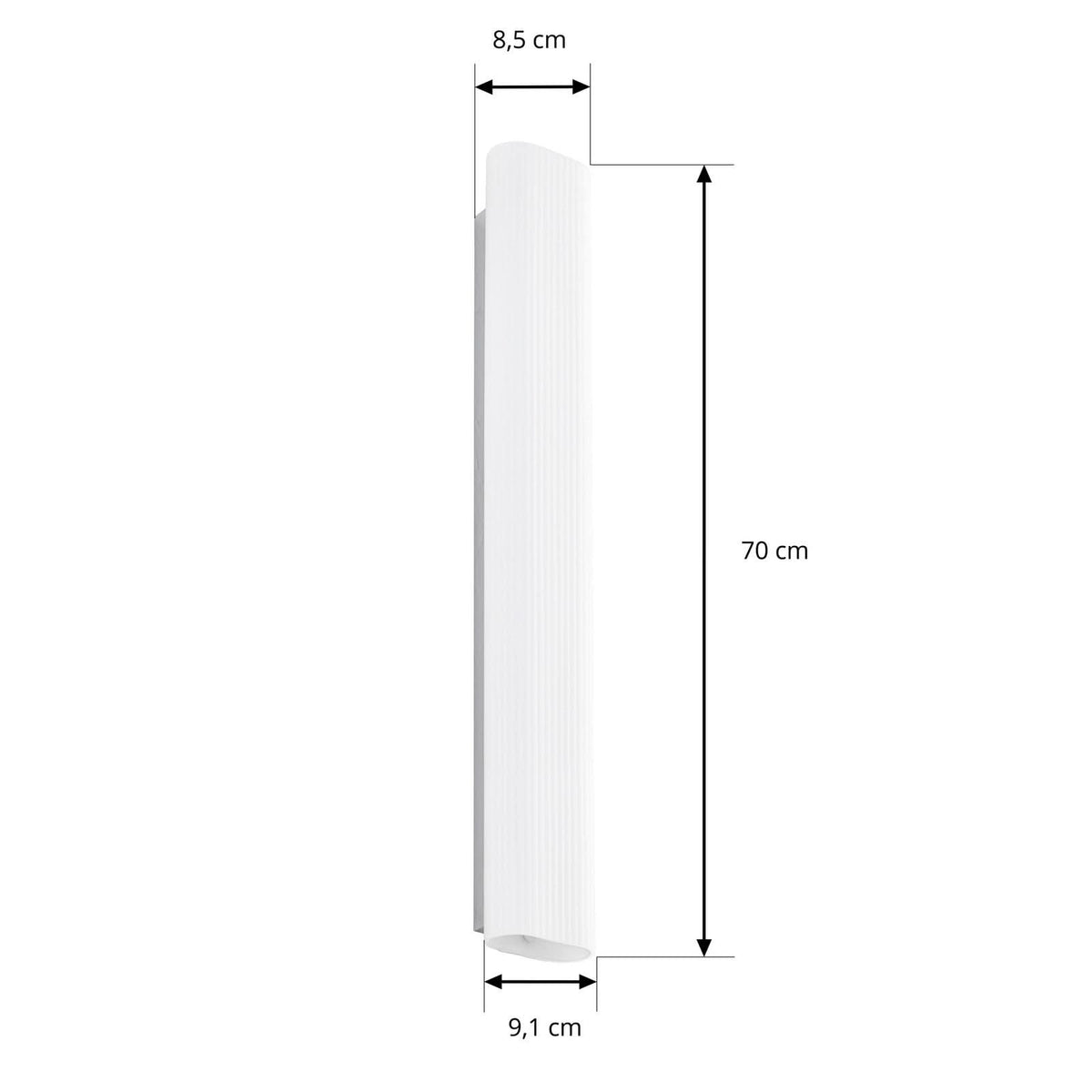 Applique murale LED Victoire en verre, blanc, hauteur 70 cm, IP44