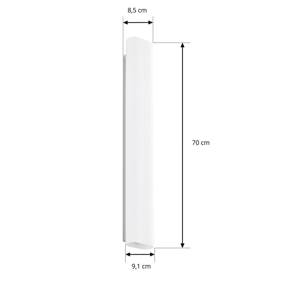 Applique murale LED Victoire en verre, blanc, hauteur 70 cm, IP44
