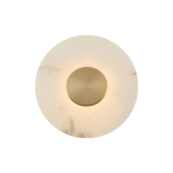 Applique murale LED Allison en pierre, laiton et blanc, Ø 30 cm