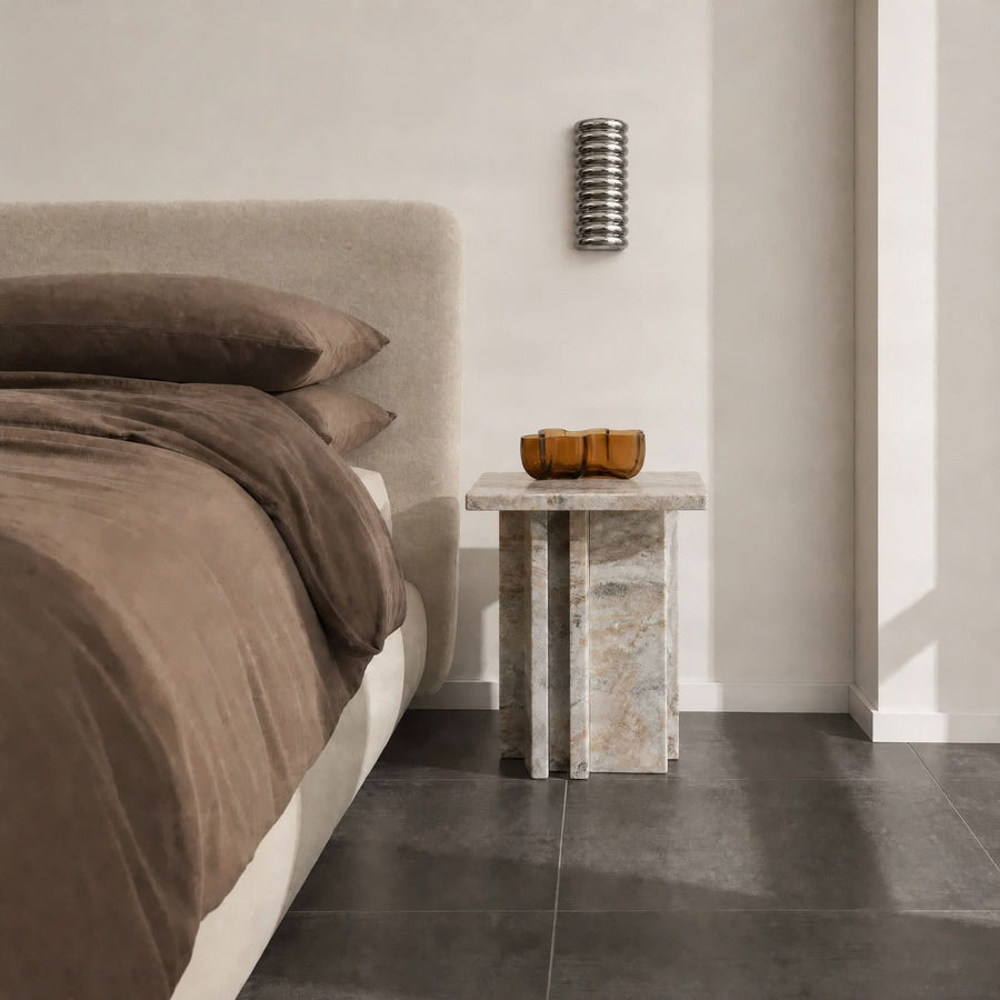 Applique murale LED Riff en céramique, argenté brillant, hauteur 25 cm