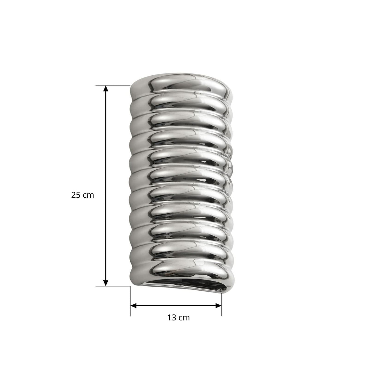 Applique murale LED Riff en céramique, argenté brillant, hauteur 25 cm