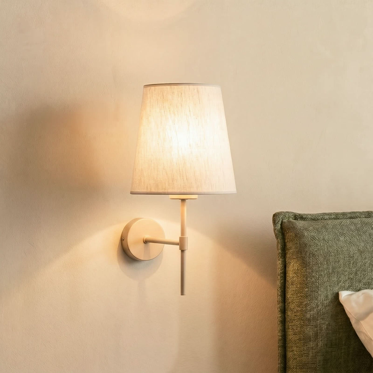 Applique murale Elizabeth en lin, beige et sable, hauteur 38,5 cm