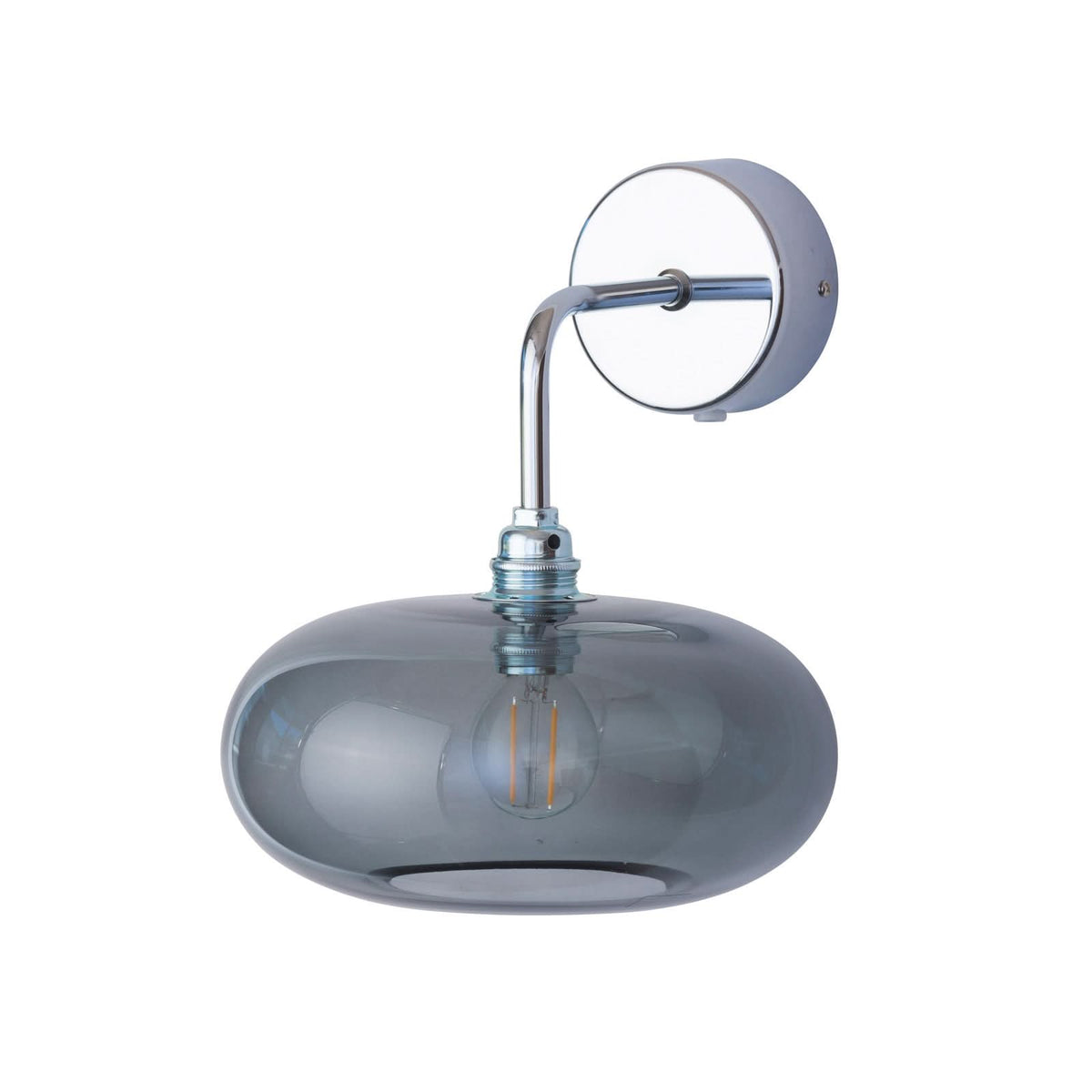 Applique murale Horizon en verre, gris fumée et argenté brillant, Ø 21 cm