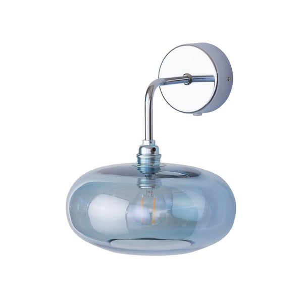 Applique murale Horizon en verre, bleu et argenté brillant, Ø 21 cm