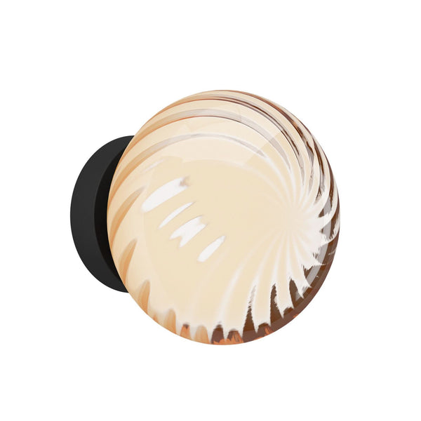 Applique murale LED Pantoja en verre, ambre et noir, Ø 18 cm