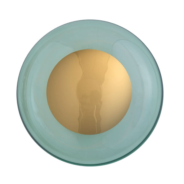 Applique murale Horizon Surface en verre, vert et doré brillant, Ø 29 cm