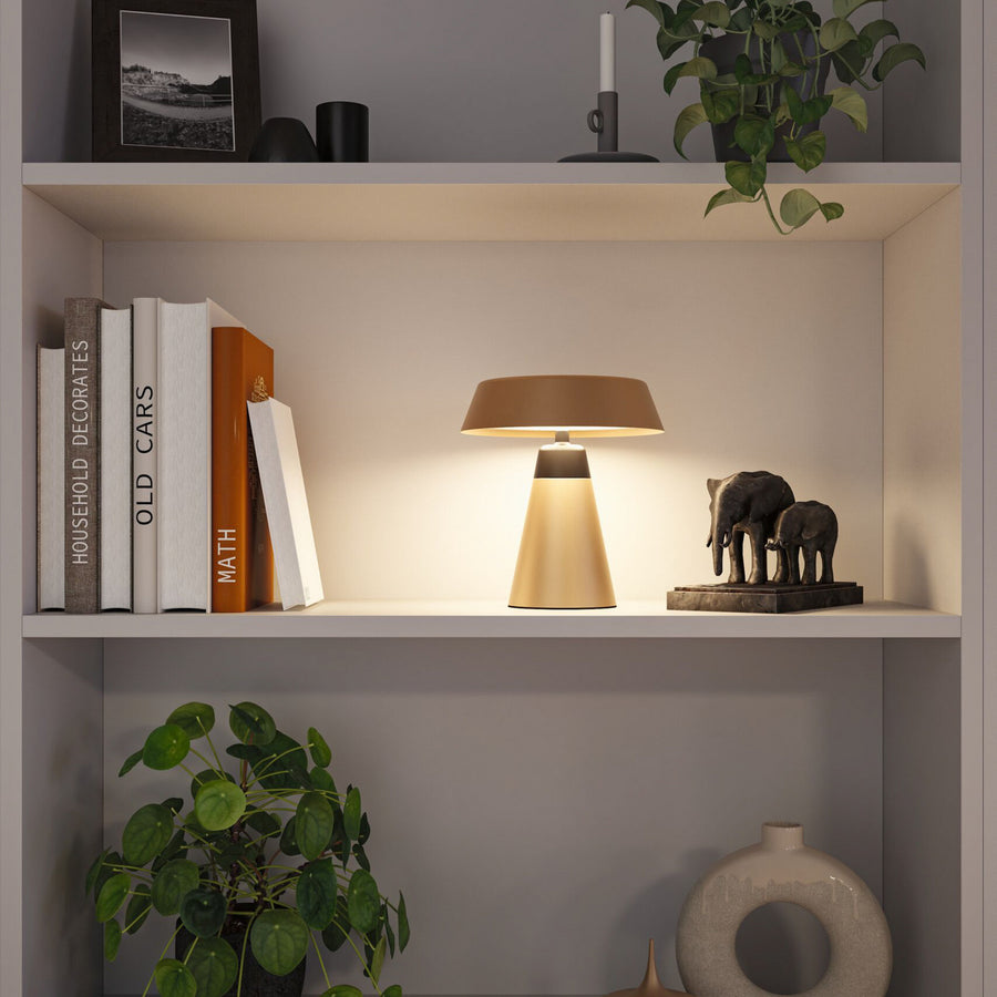 Lampe à poser d'extérieur LED Lirox en métal, beige et noir, Ø 18,4 cm, IP44