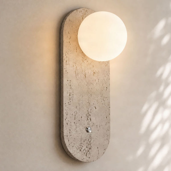 Applique murale Lumille en verre, beige structuré et blanc, hauteur 33 cm