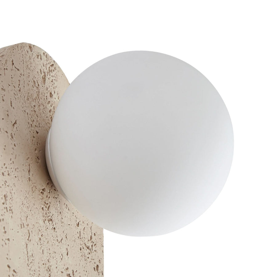 Applique murale Lumille en verre, beige structuré et blanc, hauteur 33 cm