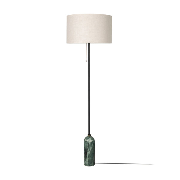 Lampadaire Gravity en tissu, crème et vert foncé marbré, 3 lumières, hauteur 168 cm