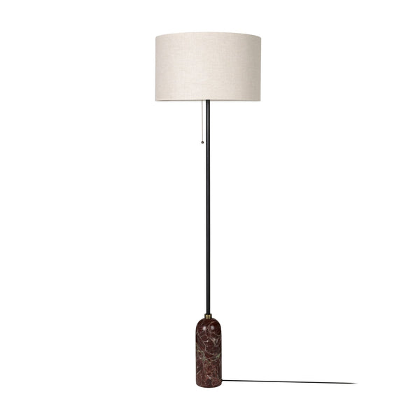 Lampadaire Gravity en tissu, crème et rouge foncé marbré, 3 lumières, hauteur 168 cm