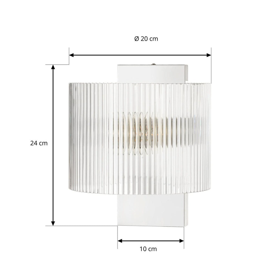 Applique murale Meritt en verre, chromé et transparent, hauteur 24 cm