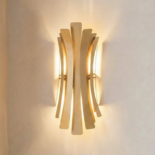 Applique murale Lınea en métal, doré, 2 lumières, hauteur 48 cm