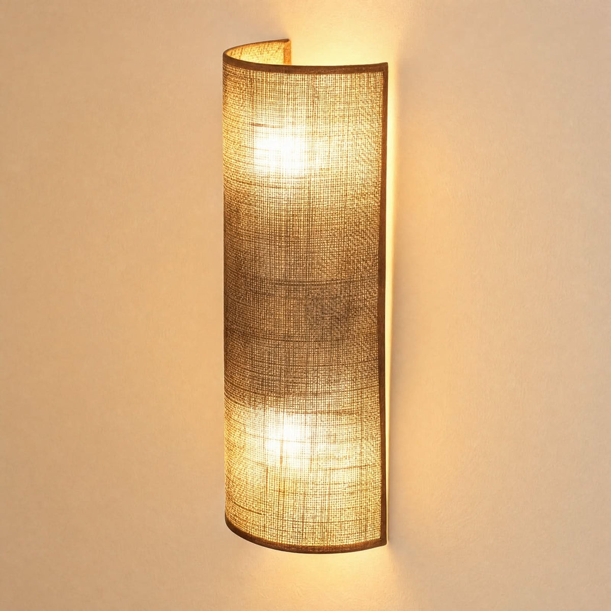 Applique murale Nature en tissu, marron, 2 lumières, hauteur 40 cm