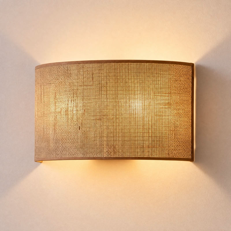 Applique murale Nature en tissu, marron, 2 lumières, hauteur 16 cm