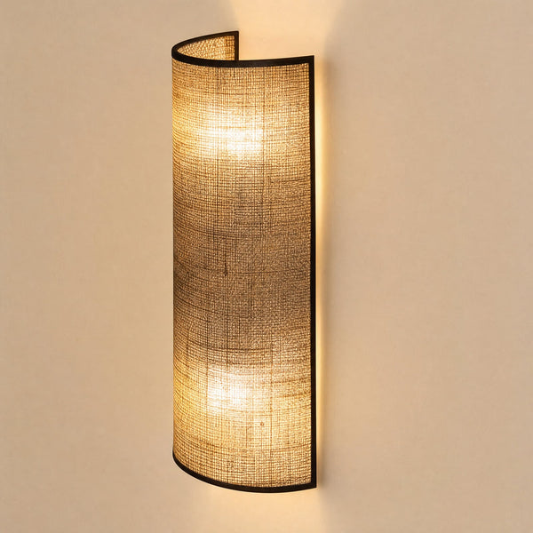 Applique murale Nature en tissu, marron et noir, 2 lumières, hauteur 40 cm