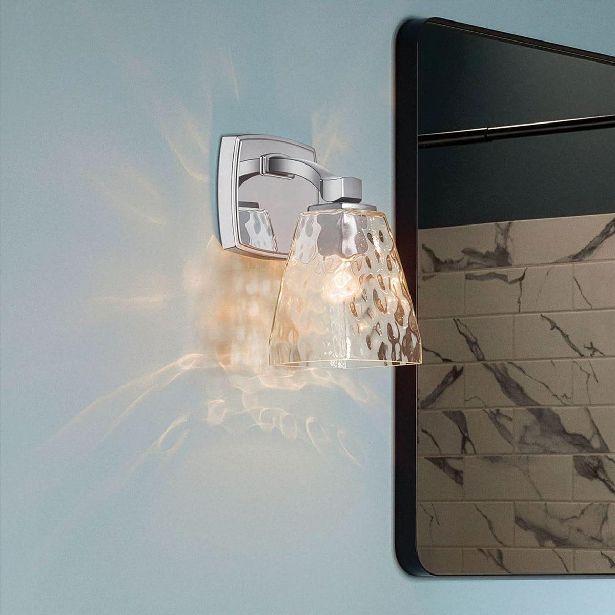 Applique murale Marant en verre, chromé poli et transparent, Ø 12,7 cm, IP44