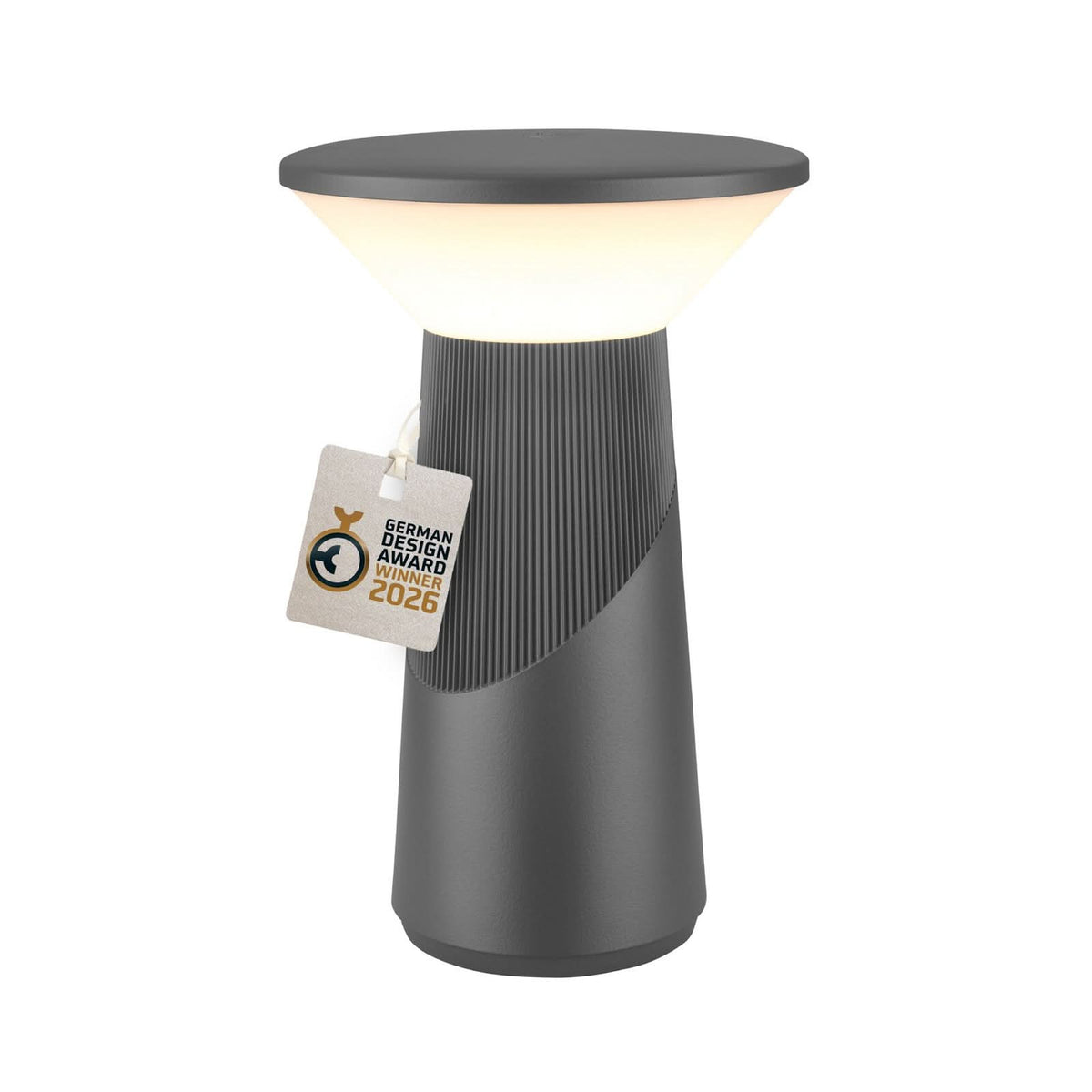 Lampe à poser d'extérieur LED rechargeable Pilia en métal, anthracite et blanc, Ø 15 cm, IP44