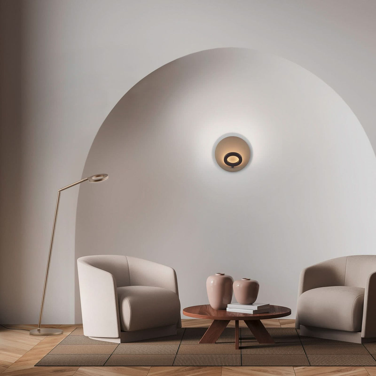 Applique murale LED Meggi en aluminium, nickel mat, Ø 30 cm