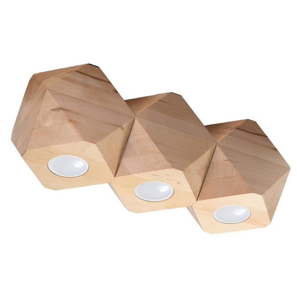 Plafonnier WOODY 3 en bois naturel