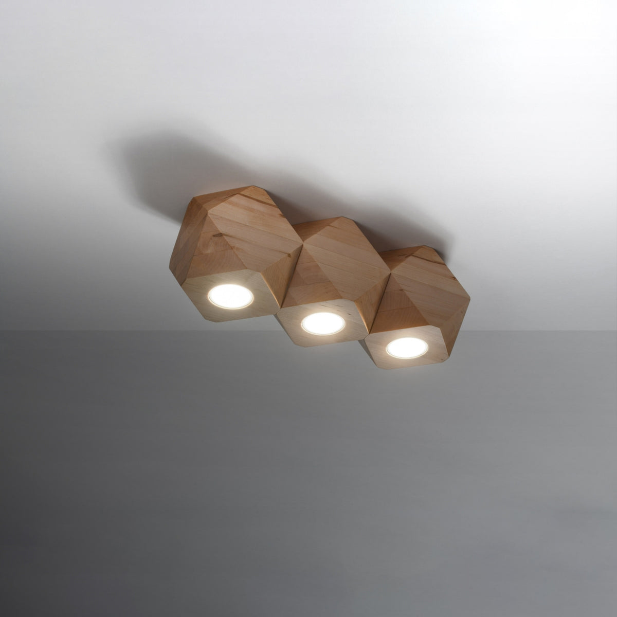 Plafonnier WOODY 3 en bois naturel