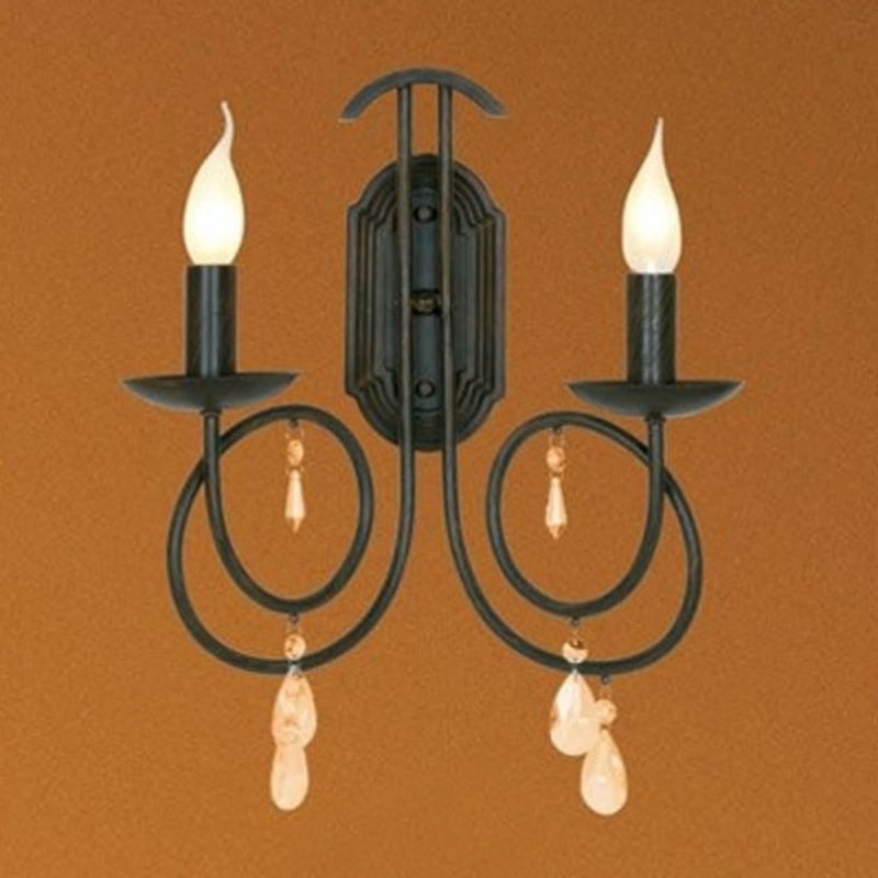 Applique murale Lisanne en verre, marron et transparent, 2 lumières, hauteur 45 cm