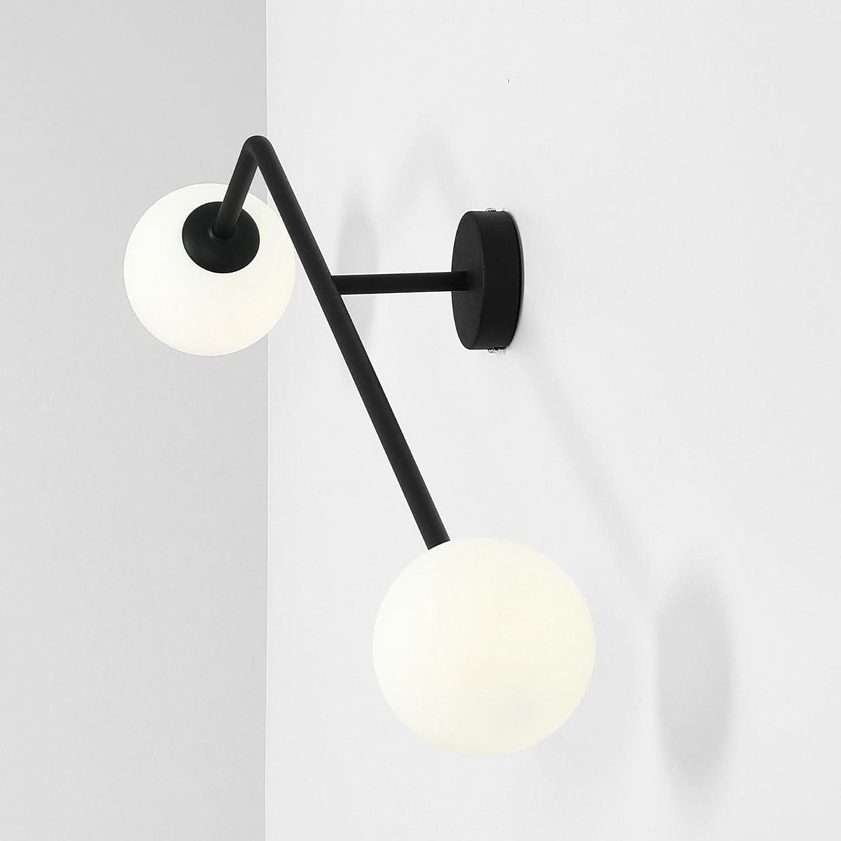 Applique murale Pure en verre, noir et blanc, 2 lumières, hauteur 34 cm
