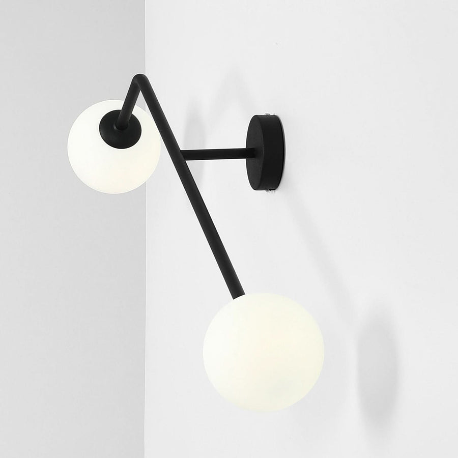Applique murale Pure en verre, noir et blanc, 2 lumières, hauteur 34 cm