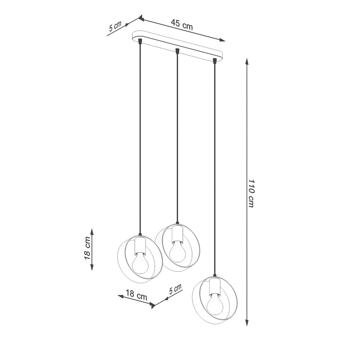 Lampe pendante TITRAN 3 blanche