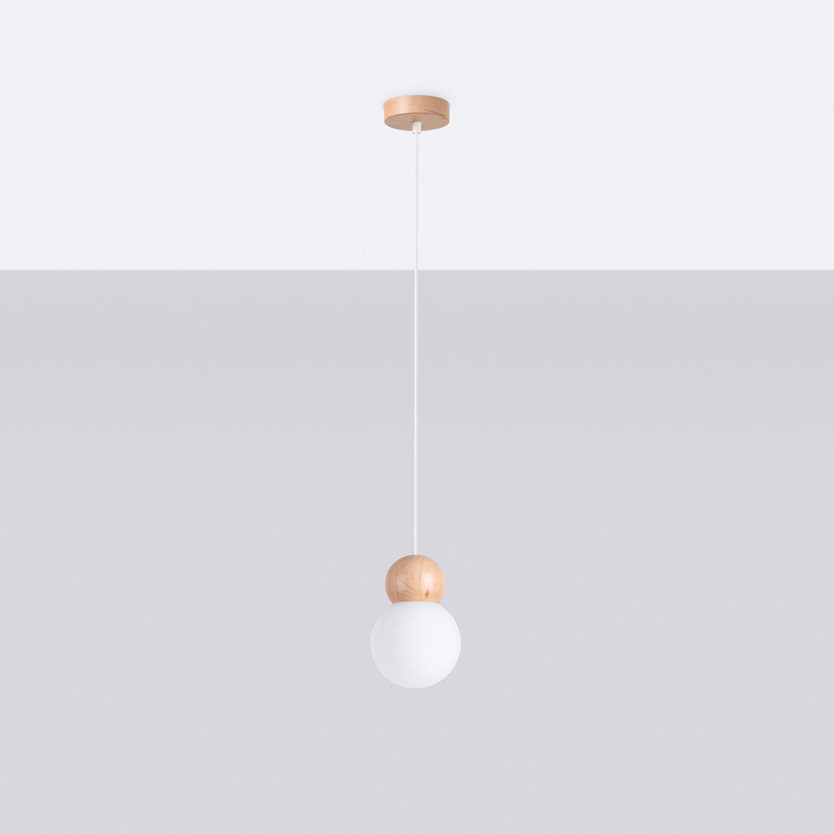 Lampe suspendue PEKKA 1 blanc/bois naturel