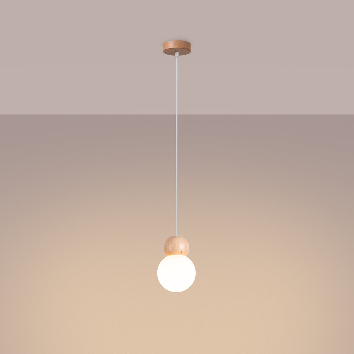 Lampe suspendue PEKKA 1 blanc/bois naturel