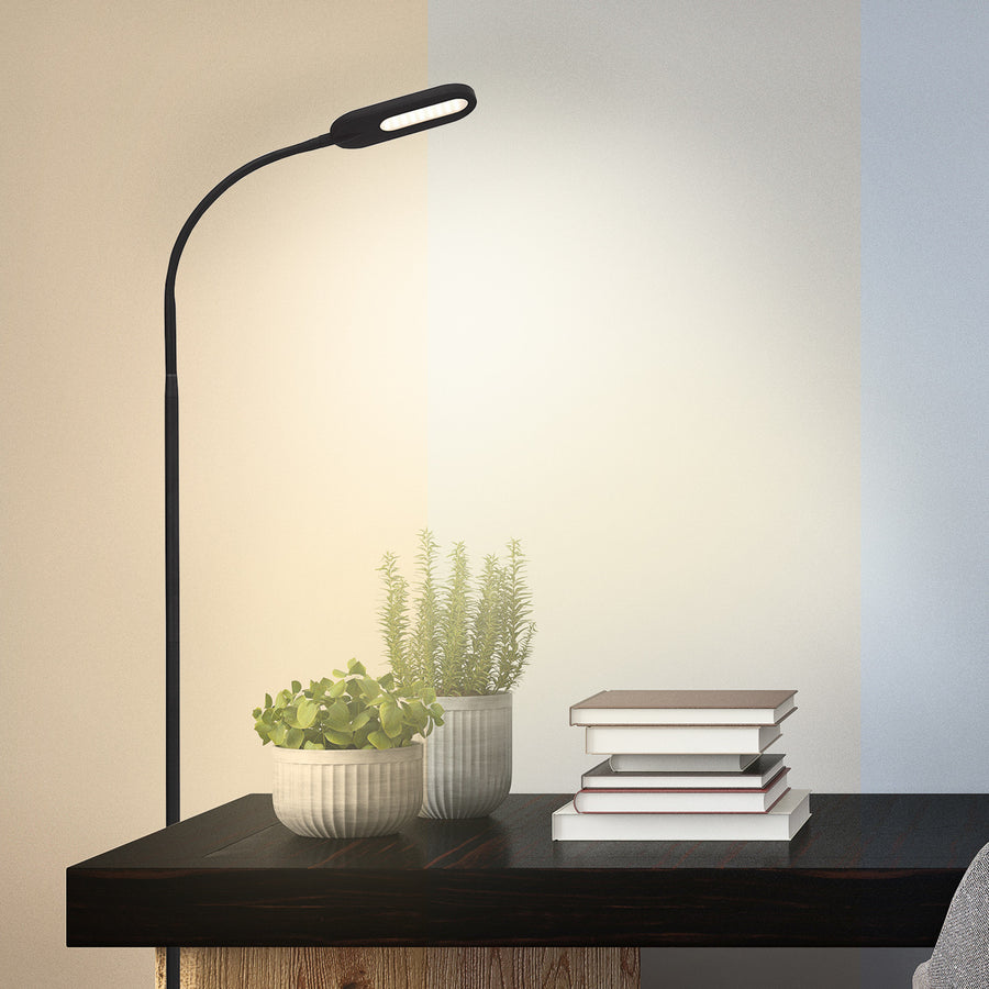 Lampadaire LED Office Step en métal, noir et blanc, hauteur 158,6 cm