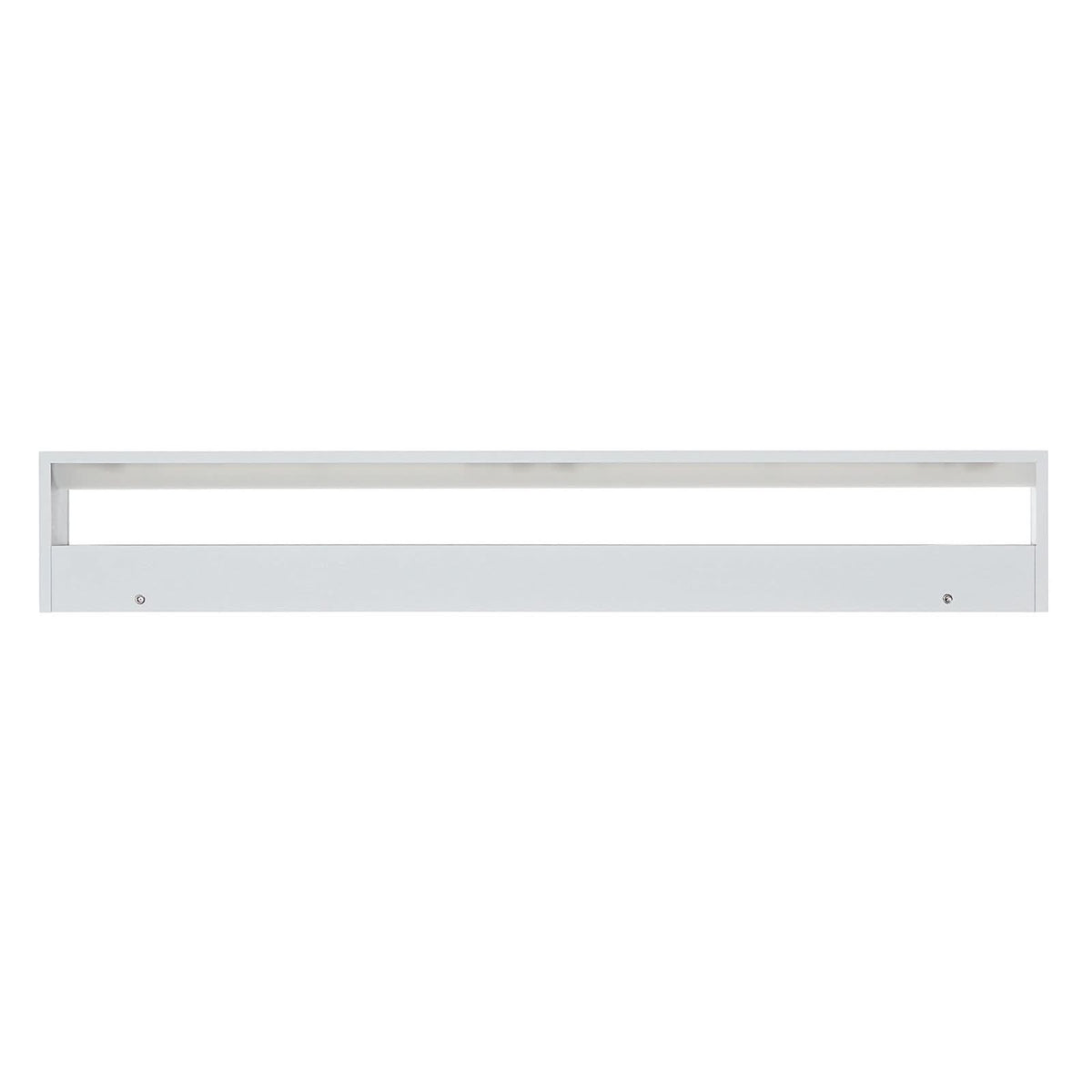Vue frontale sur fond blanc de l'applique rectangulaire et de son ouverture lumineuse.