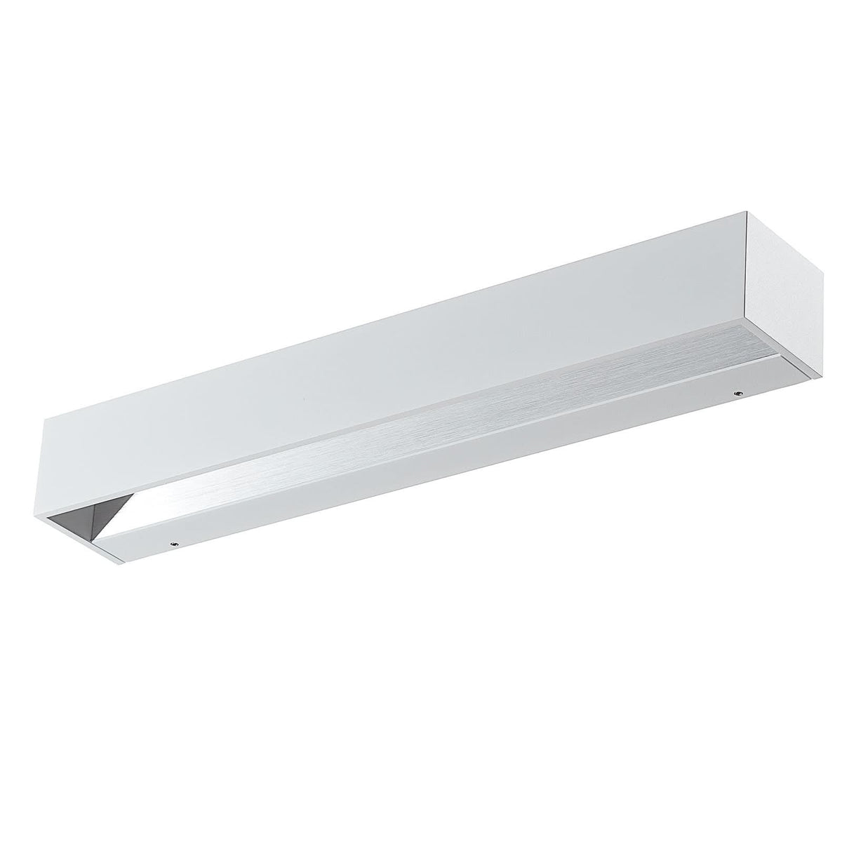 Produit sur fond blanc, vue en angle du boîtier blanc et du diffuseur strié.