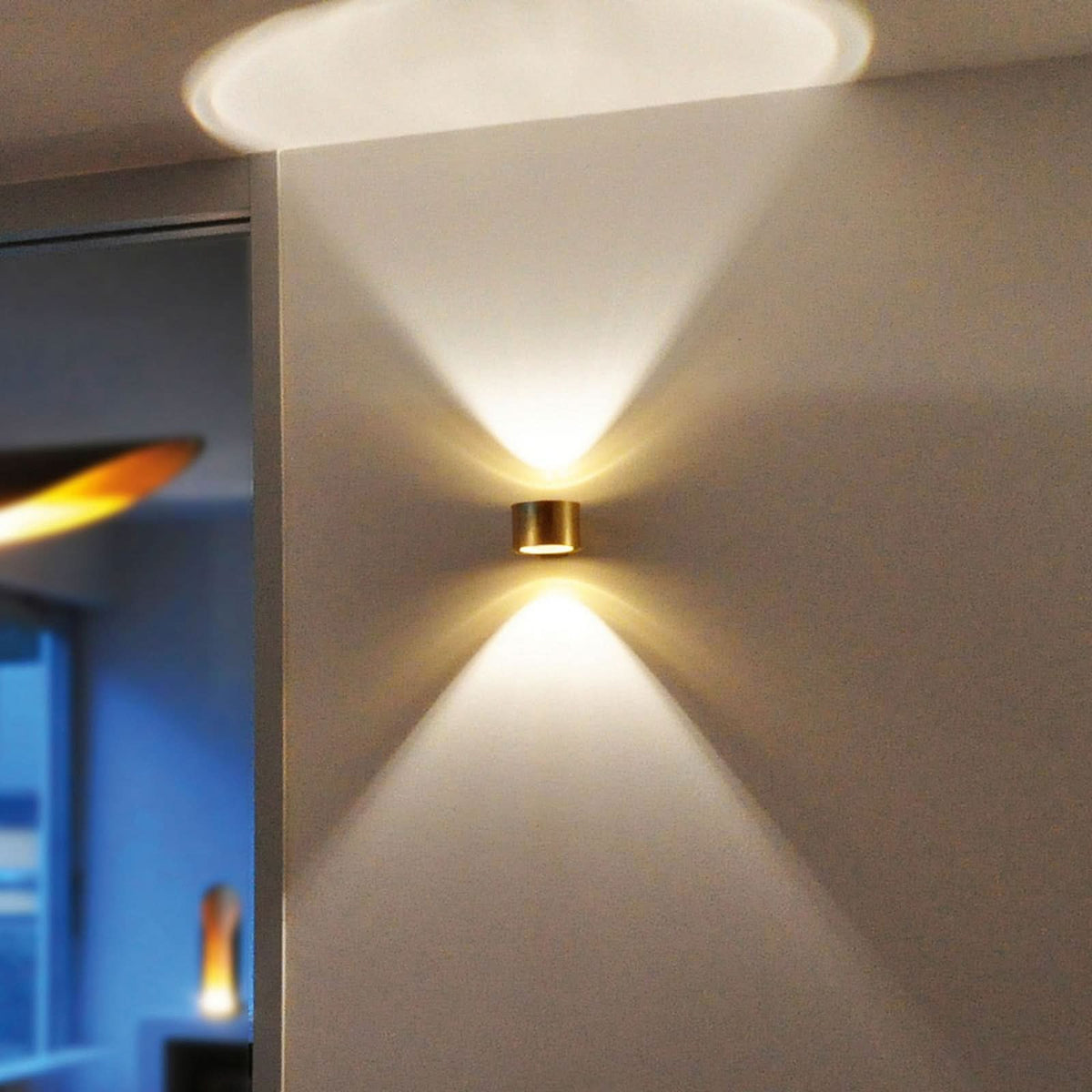 Applique murale LED Impulse en verre, feuille d'or et blanc, hauteur 8 cm