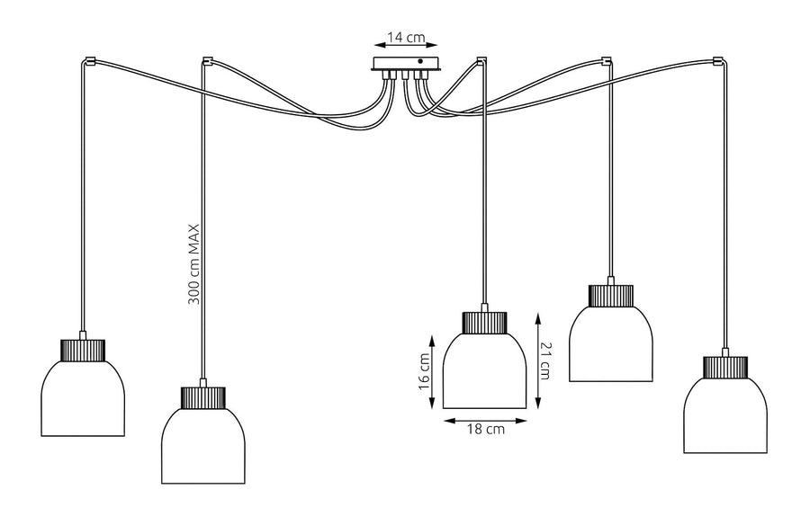 Suspension Kru 5 lumières beige, bois