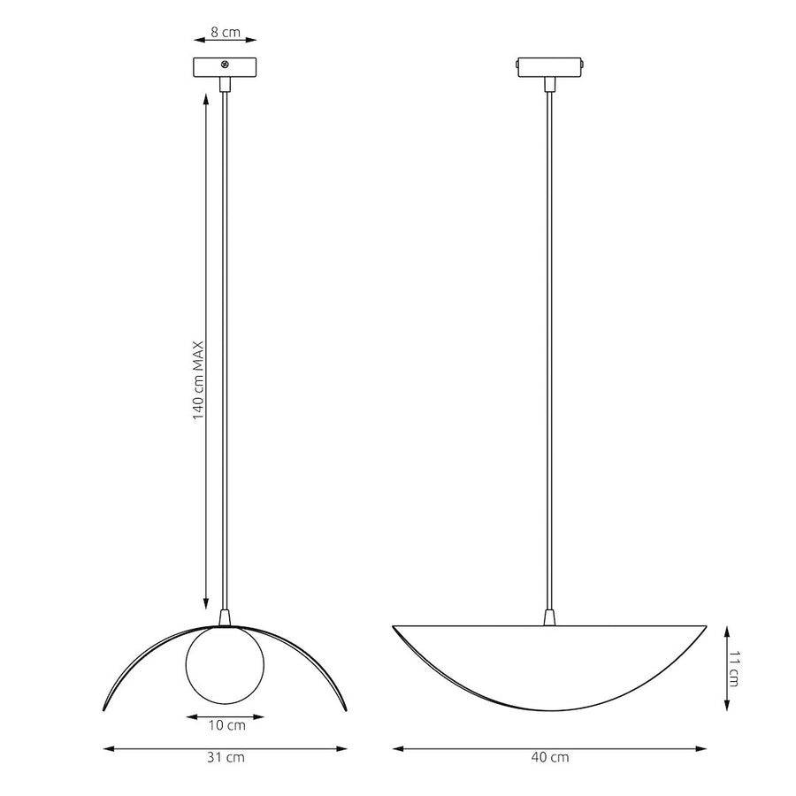 Suspension Ritual beige, verre blanc