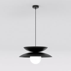 Suspension Nagoya noire, verre blanc