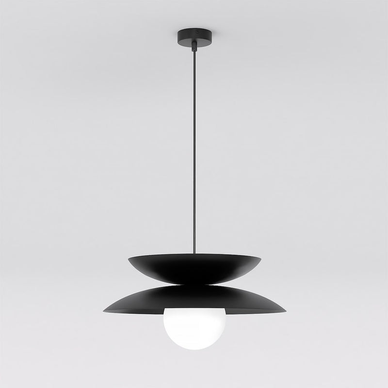 Suspension Nagoya noire, verre blanc