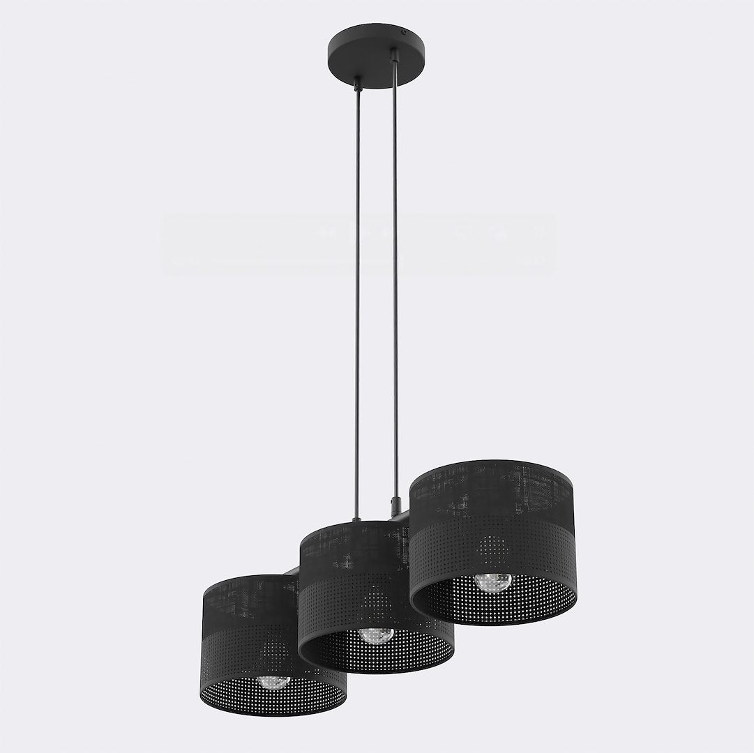 Suspension Karbon 3 lumières noire, tissu noir