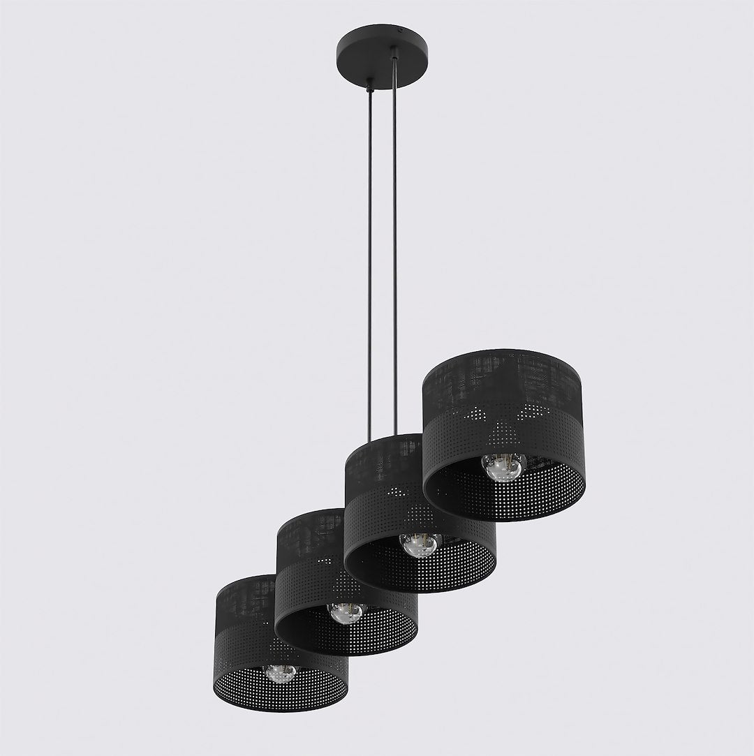 Suspension Karbon 4 lumières noire, tissu noir