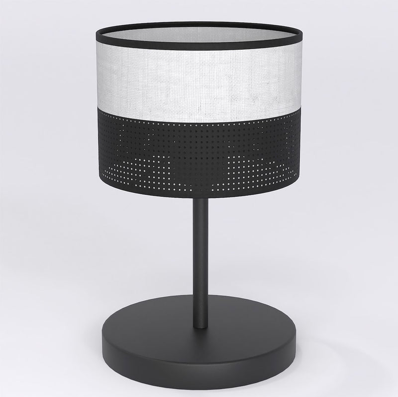 Lampe à poser Karbon noire, tissu gris